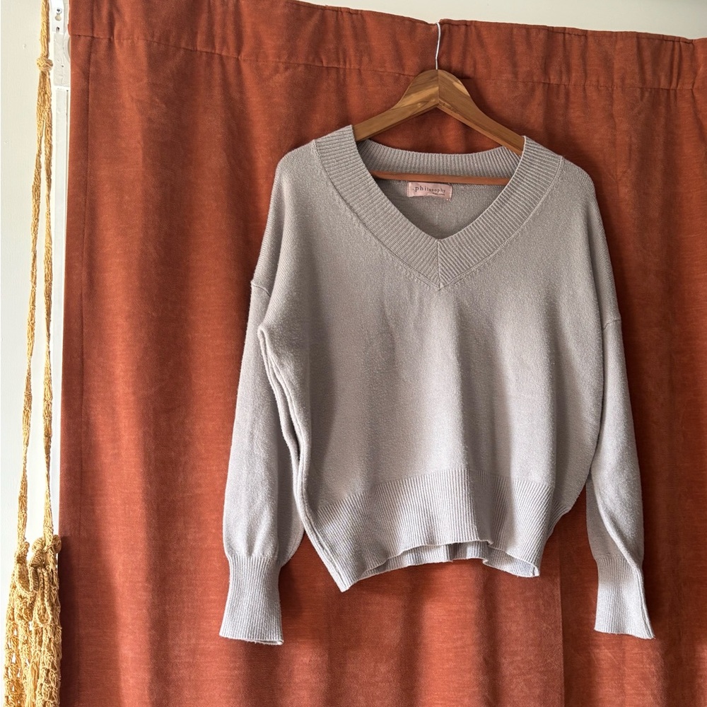 Philosophy Light Gray V-Neck Sweater
